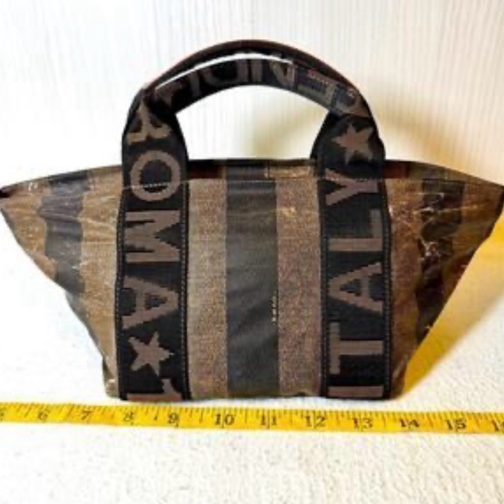 💯 Vintage Fendi Pequin Stripe Brown and Black Tote Bag